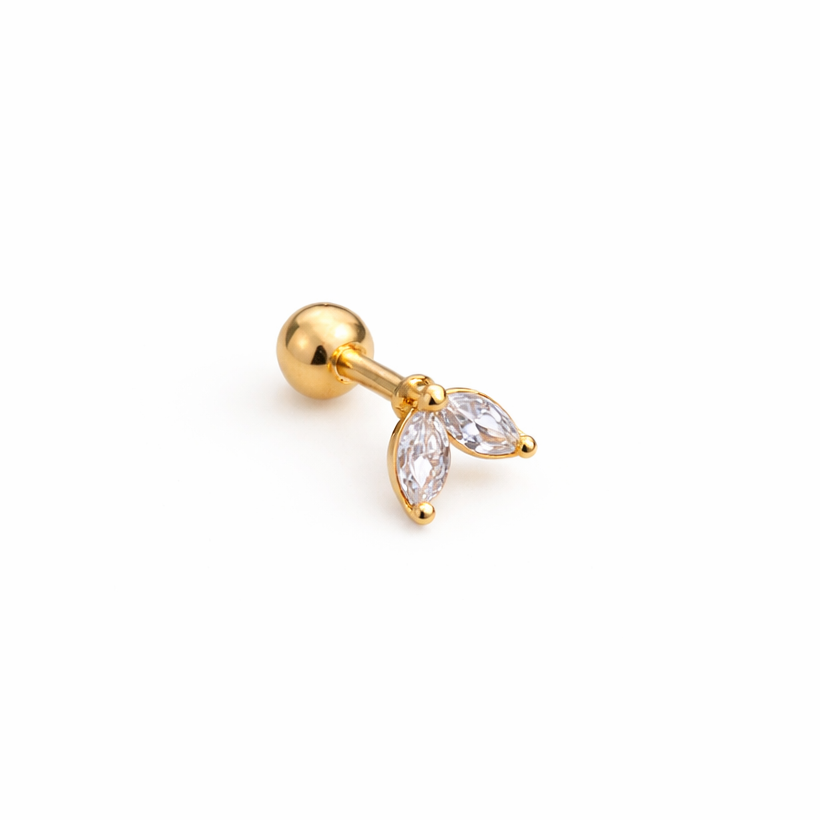 Crystal Leaf Piercing Gold