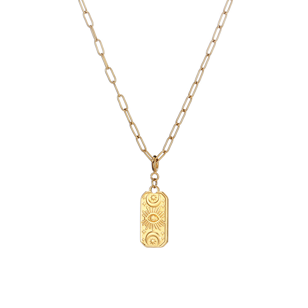 gold necklace with mystical charm