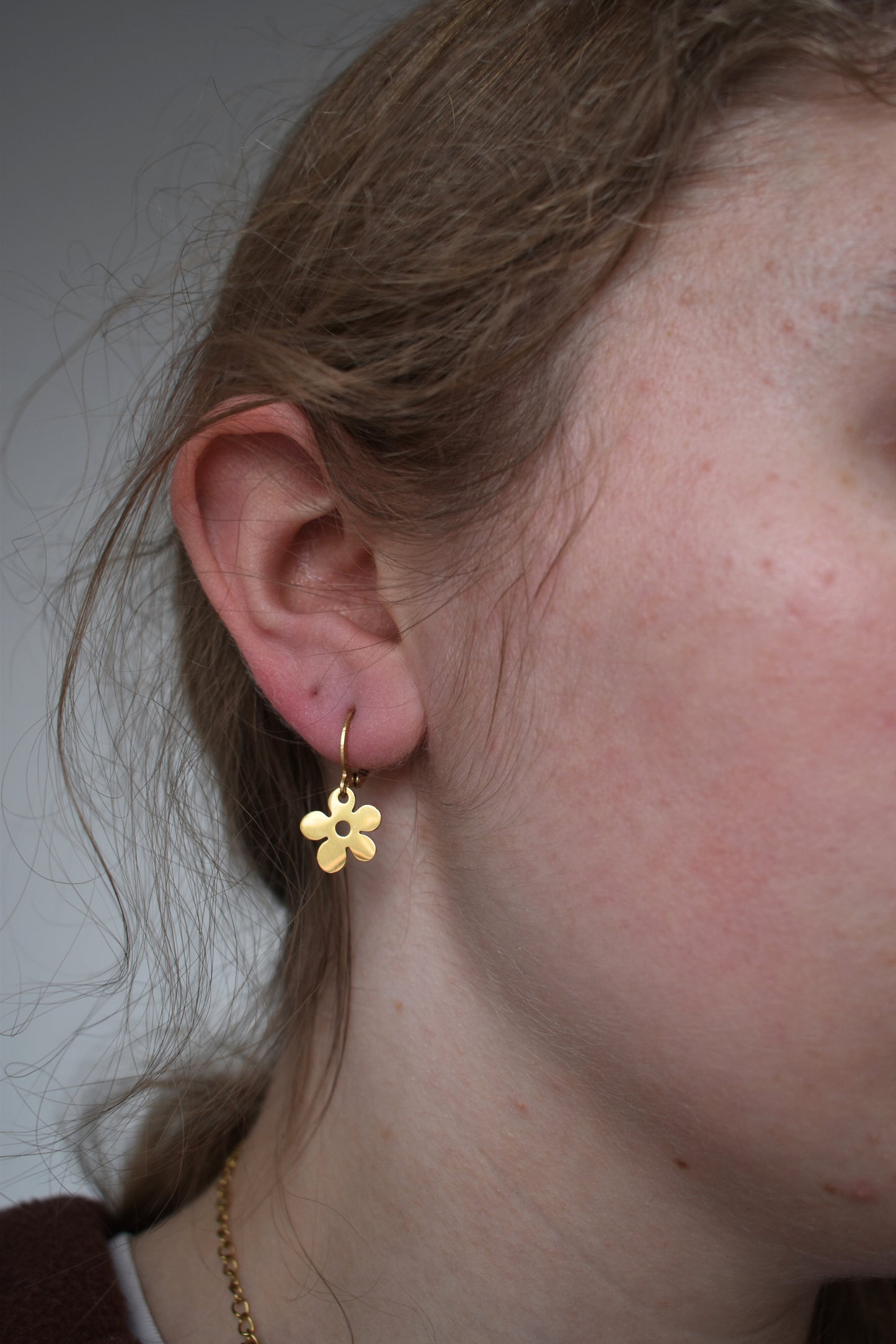 Abstract Flower Earrings Gold