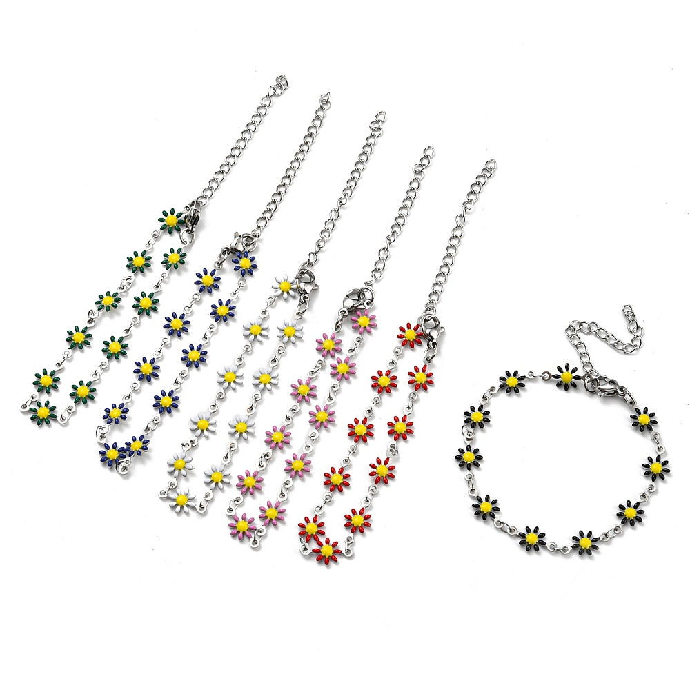 Colorful Flower Bracelet Silver