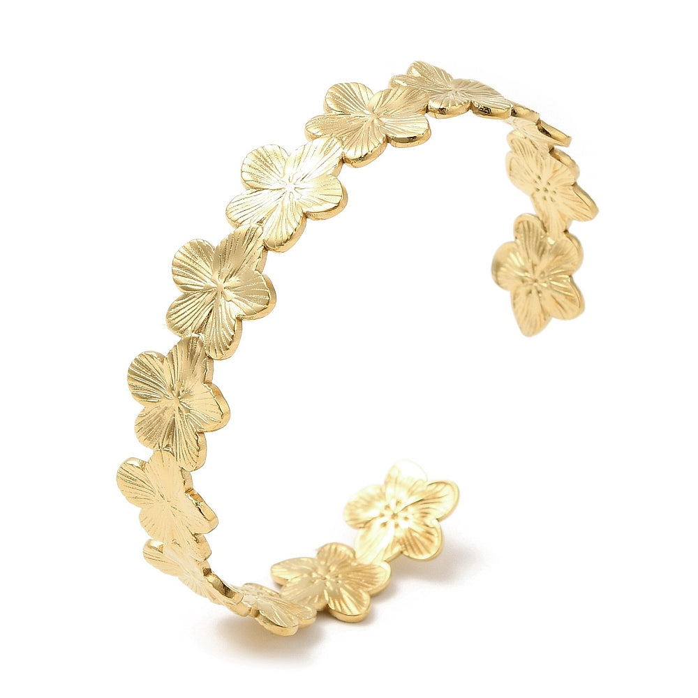 gold adjustable flower bangle