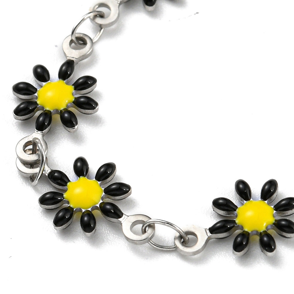 Colorful Flower Bracelet Silver