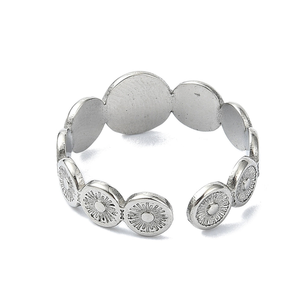 adjustable ring with sun in silver