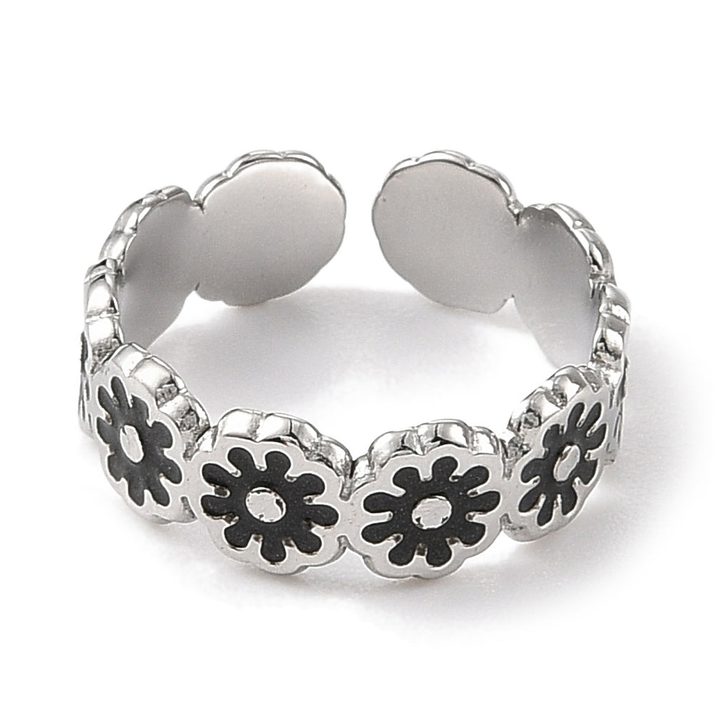 black flower ring