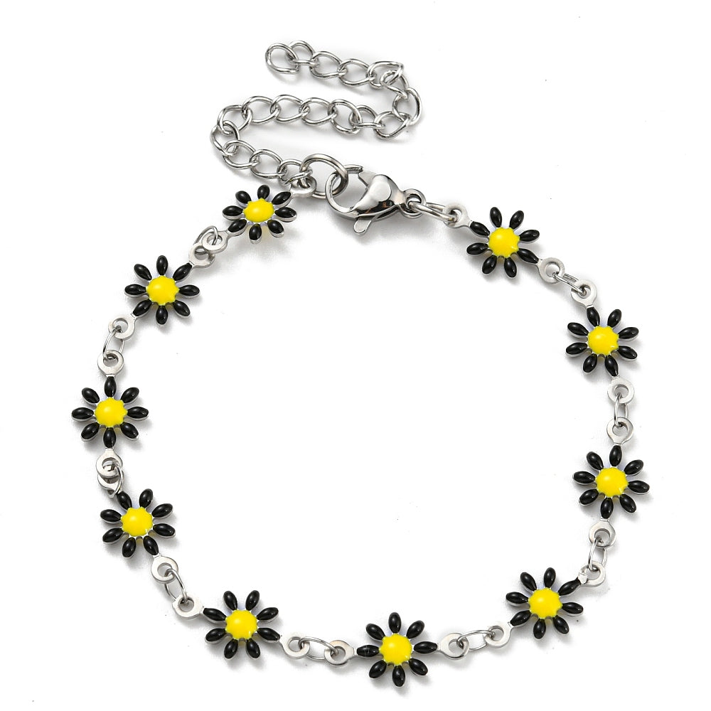 Colorful Flower Bracelet Silver