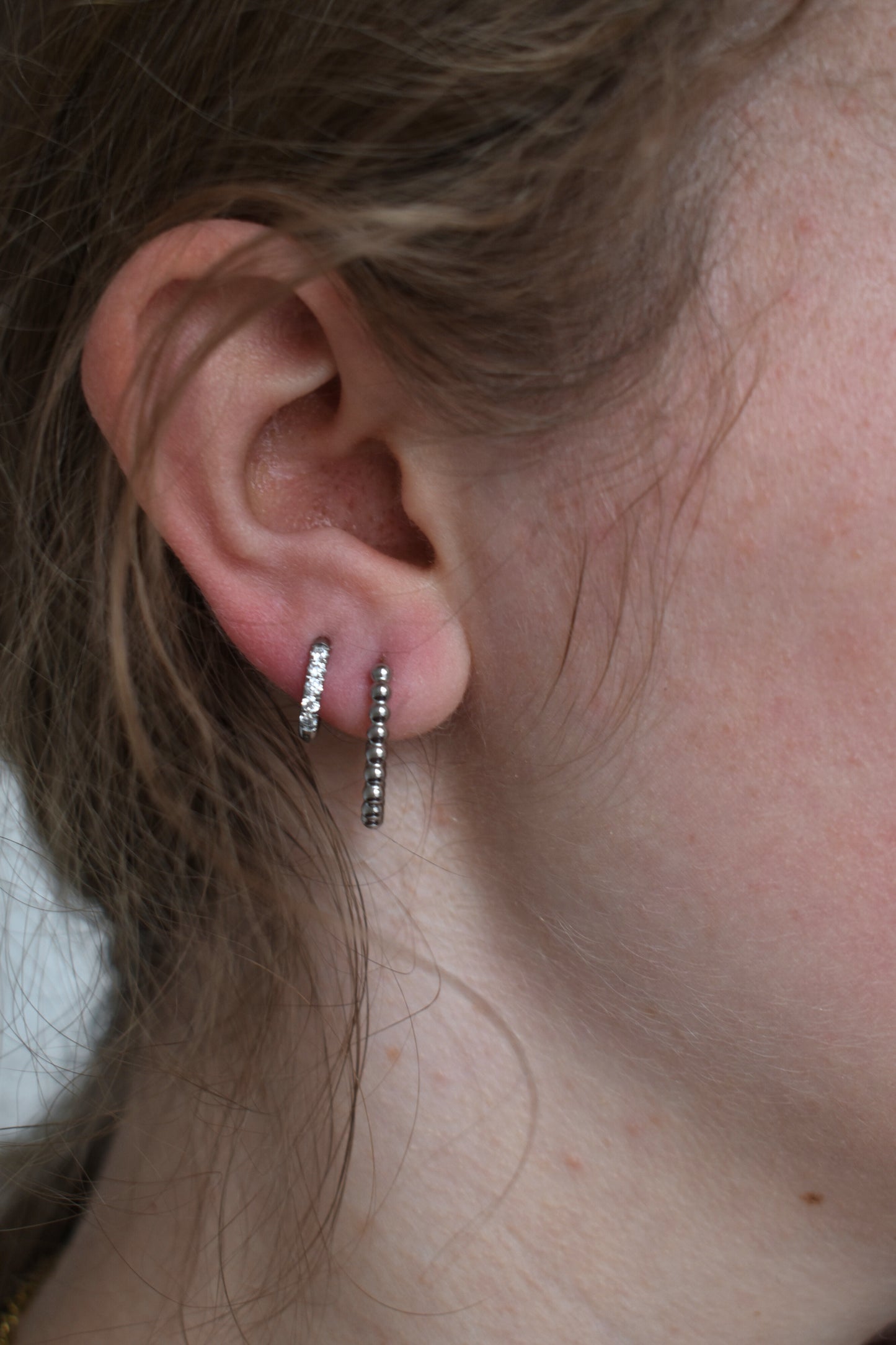 Rectangle Bubble Hoops Silver