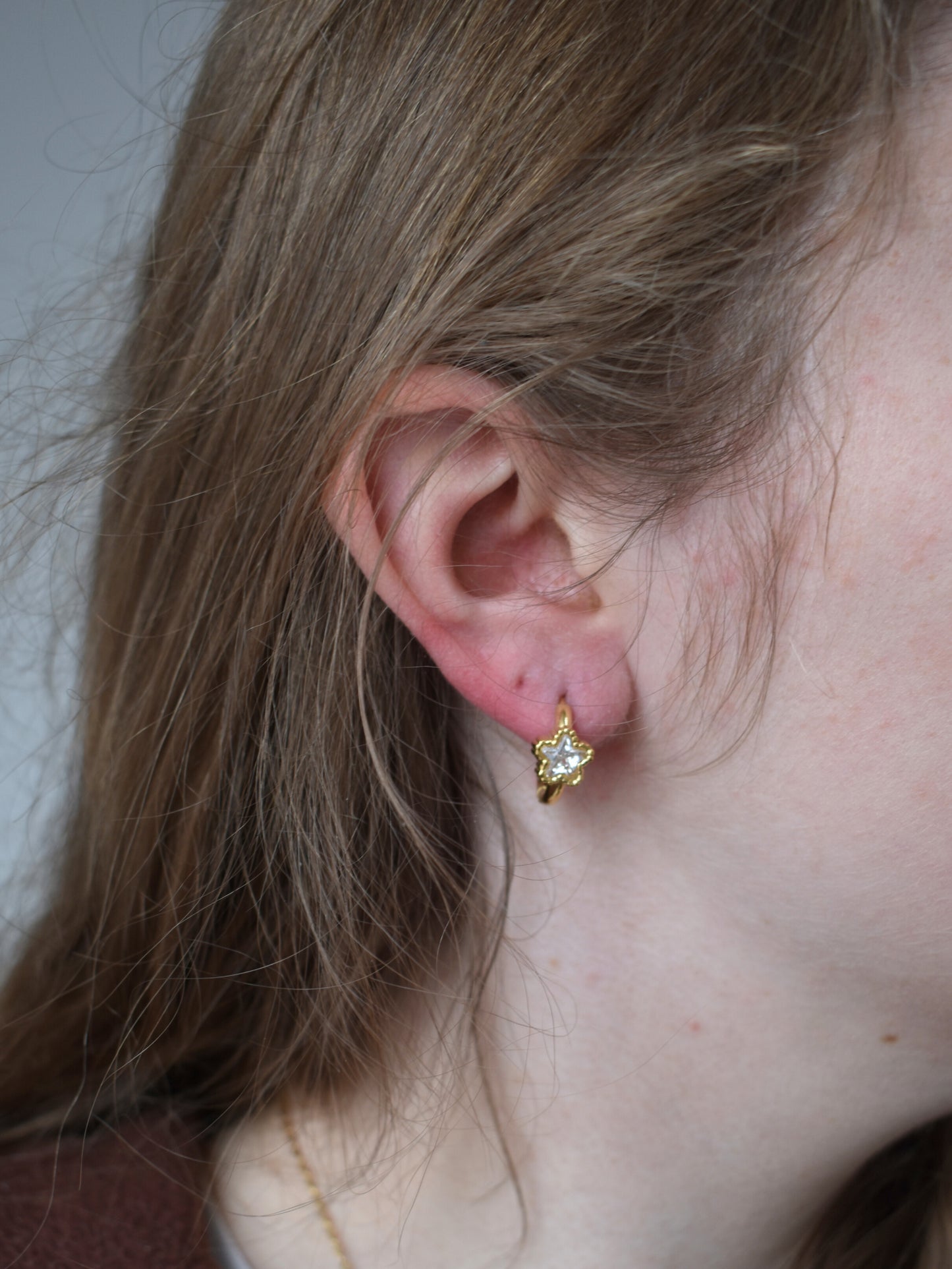 Crystal Star Hoops Gold