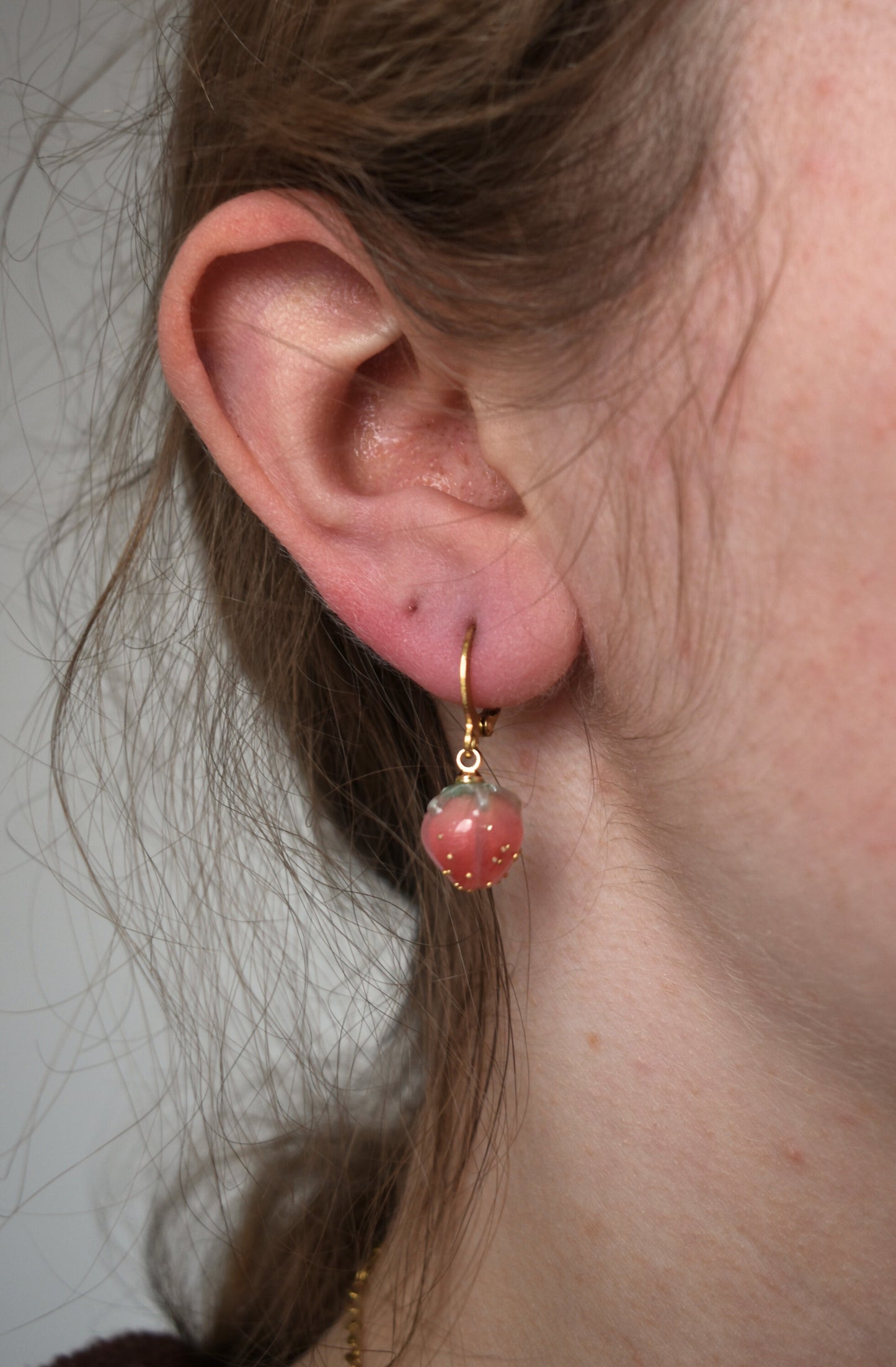 Pink Strawberry Earrings