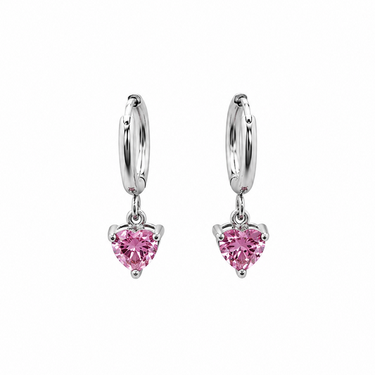 Tiny Heart Hoops Pink