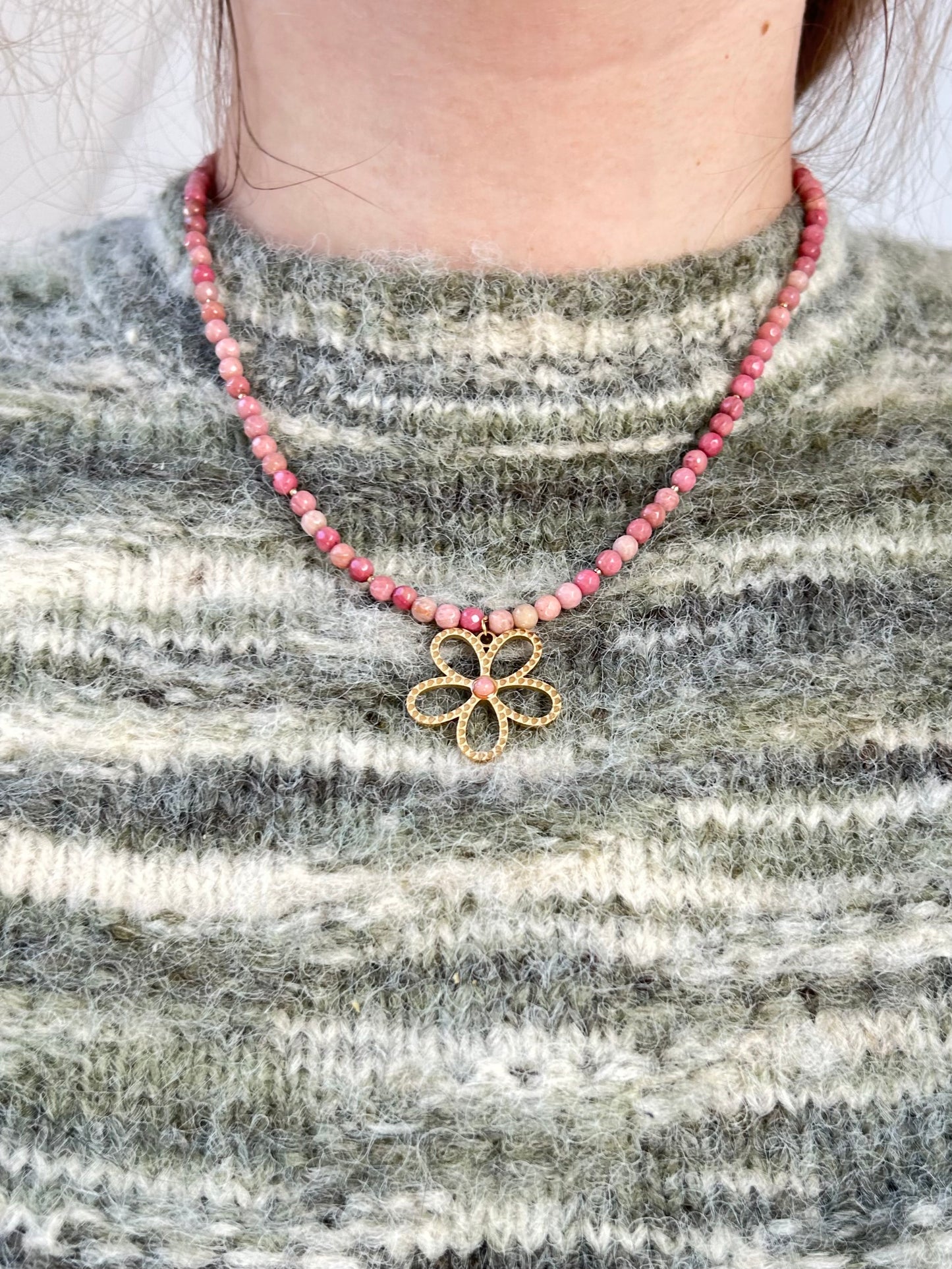 Rhodonite Flower Necklace