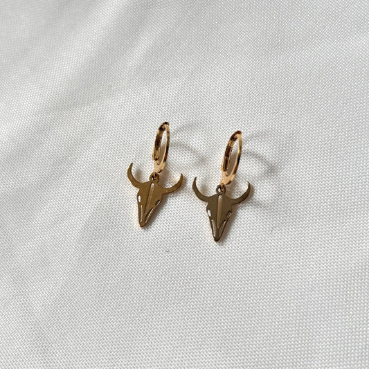 bull earrings in gold