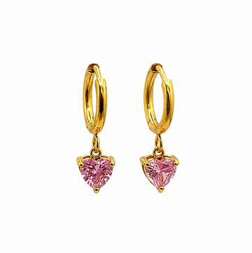 Tiny Heart Hoops Pink