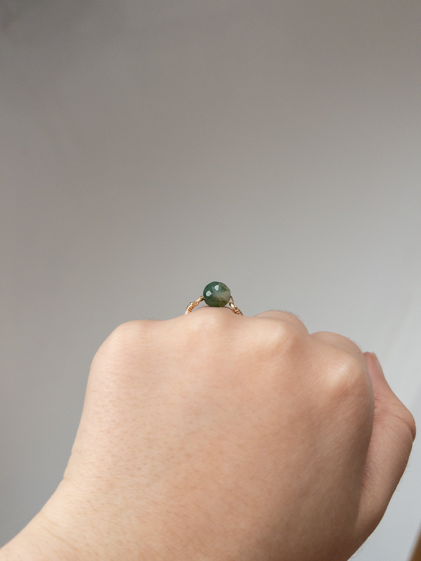 handmade moss agate ring