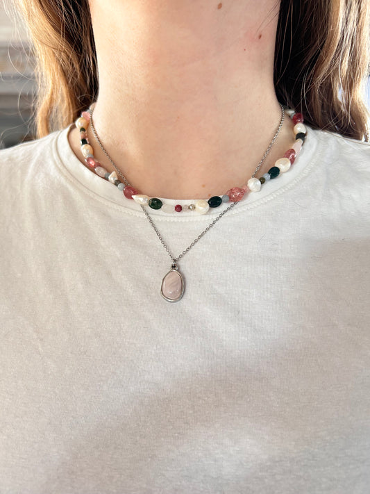 Rose Quartz Crystal Necklace