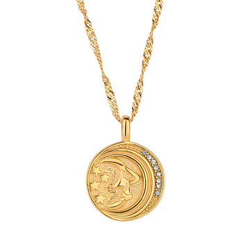 gold crystal moon necklace