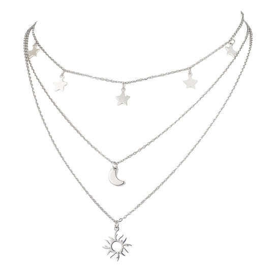 Starry Stacking Necklace Silver