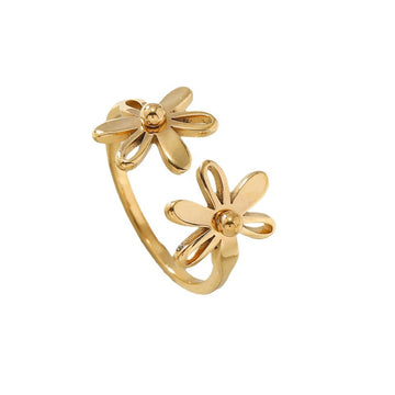 Double Flower Ring Gold