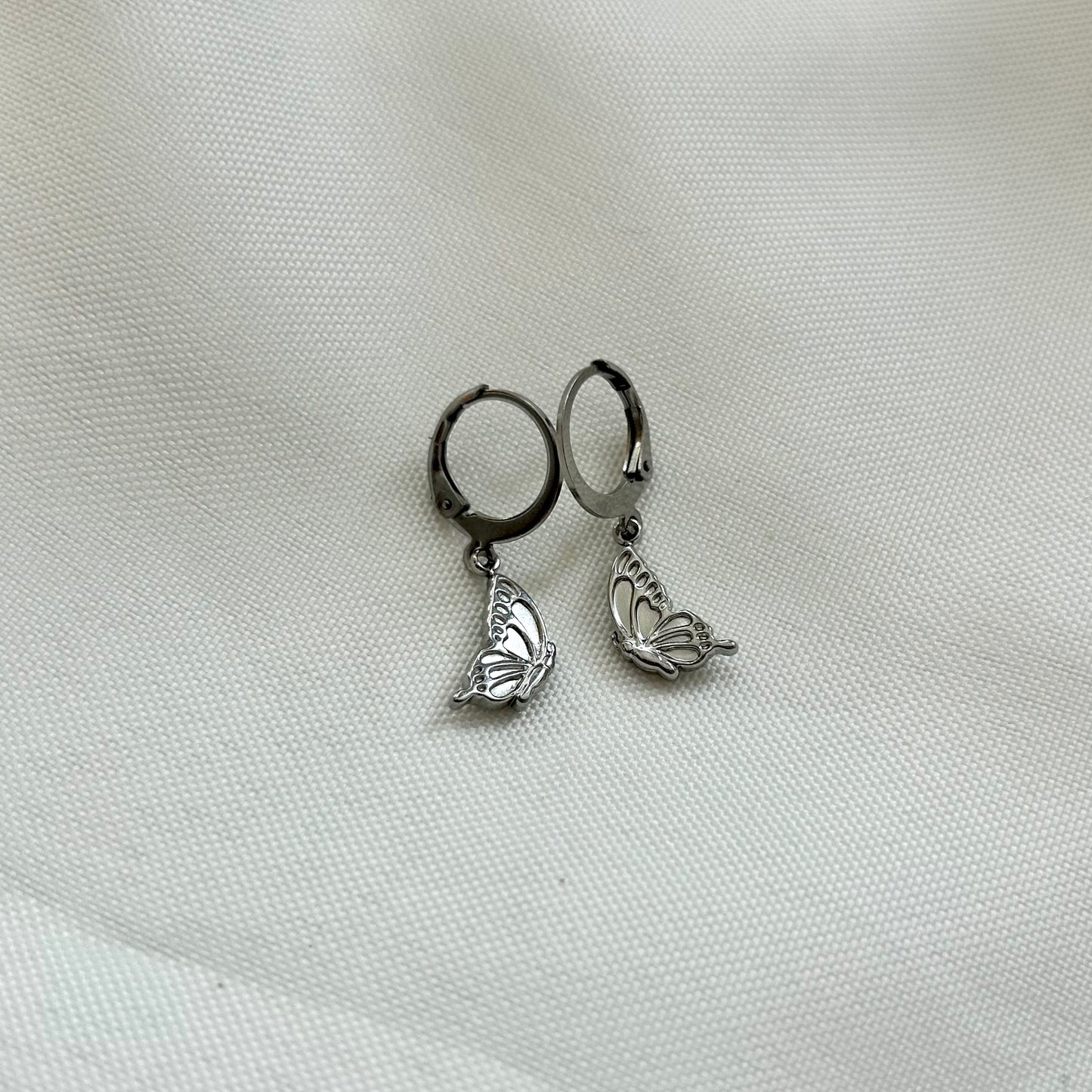 Double Butterfly Earrings Silver