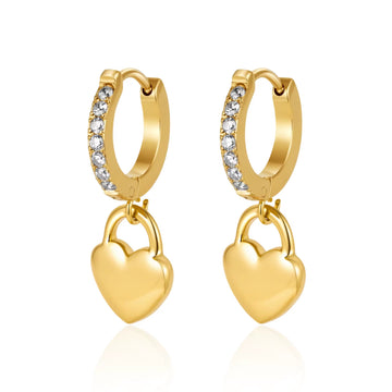 Crystal Heart Hoops