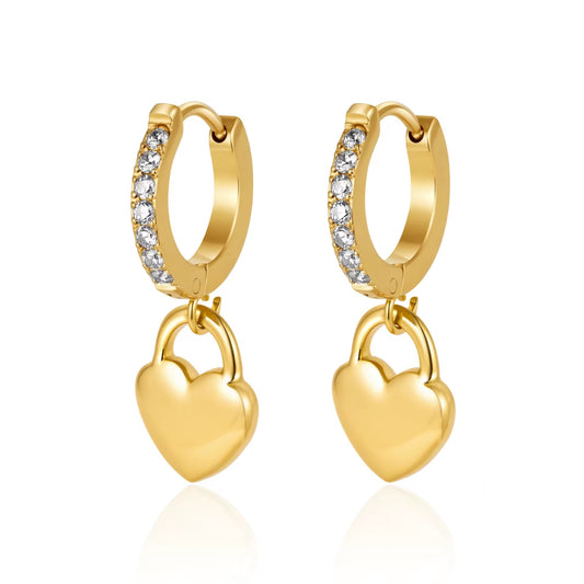 Crystal Heart Hoops