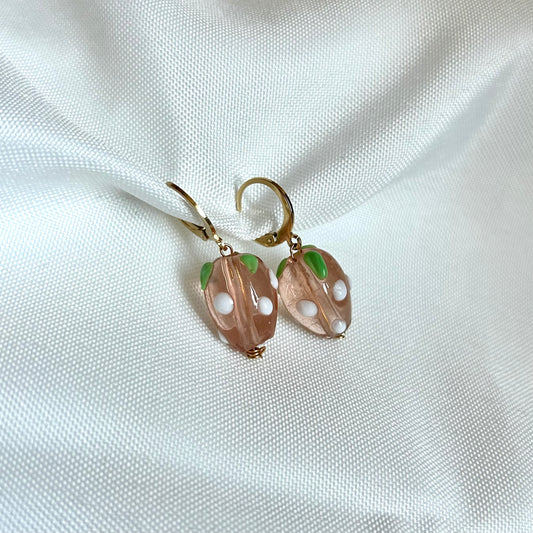 Pink Berry Earrings Gold