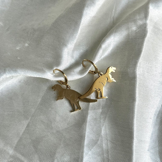 gold dino earrings