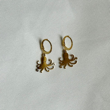gold octopus earrings