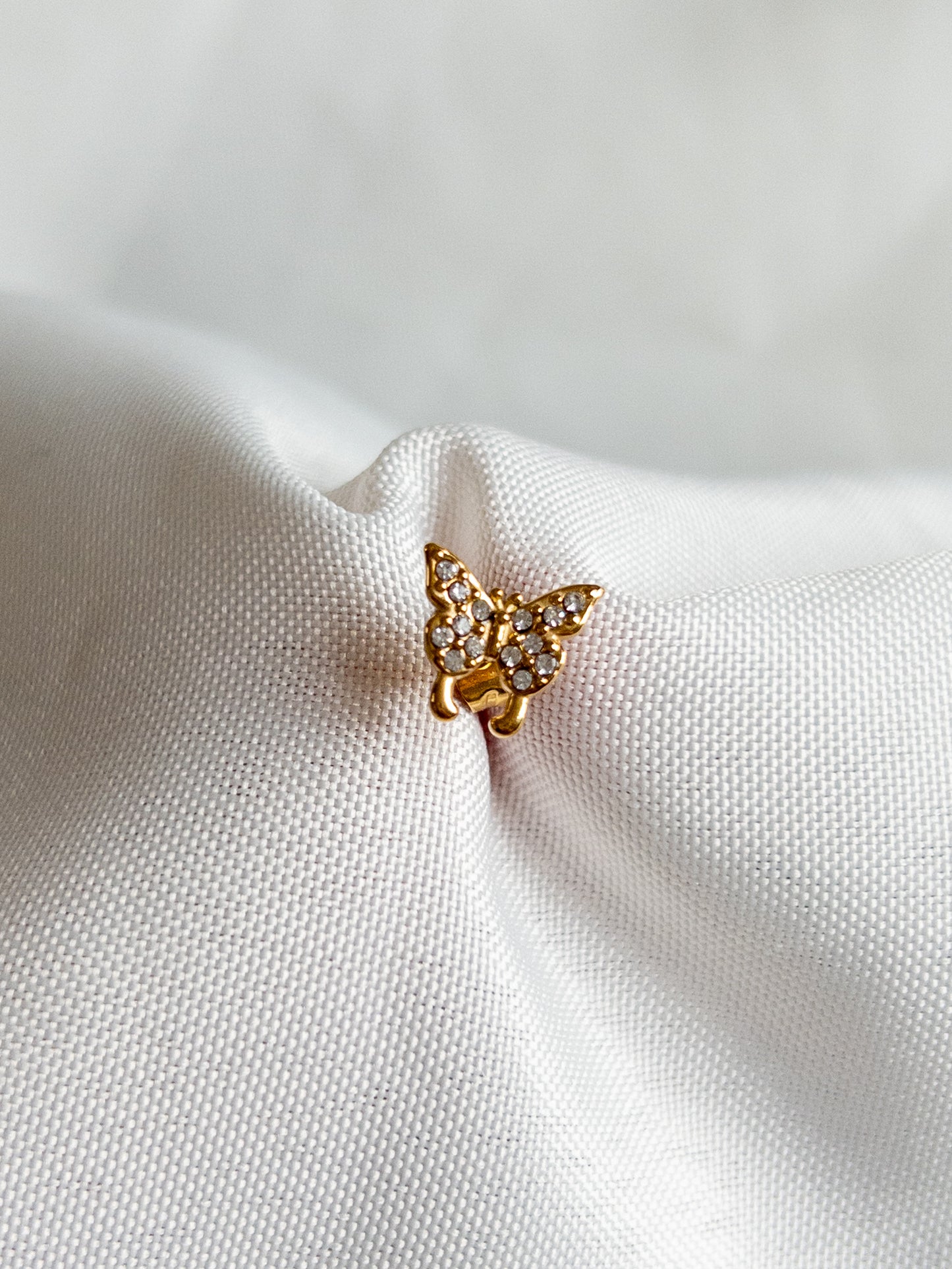 White Butterfly Stud Gold