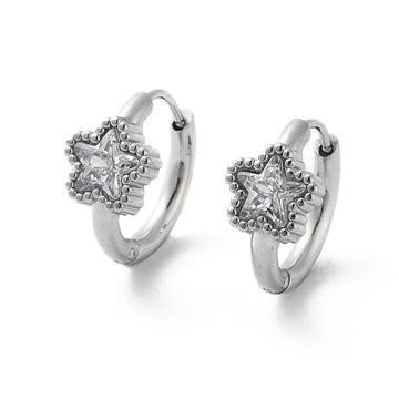 silver hoops with crystal star