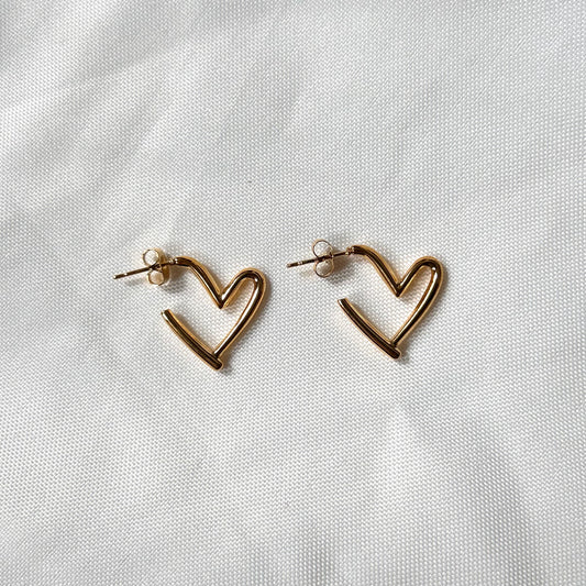 gold heart studs