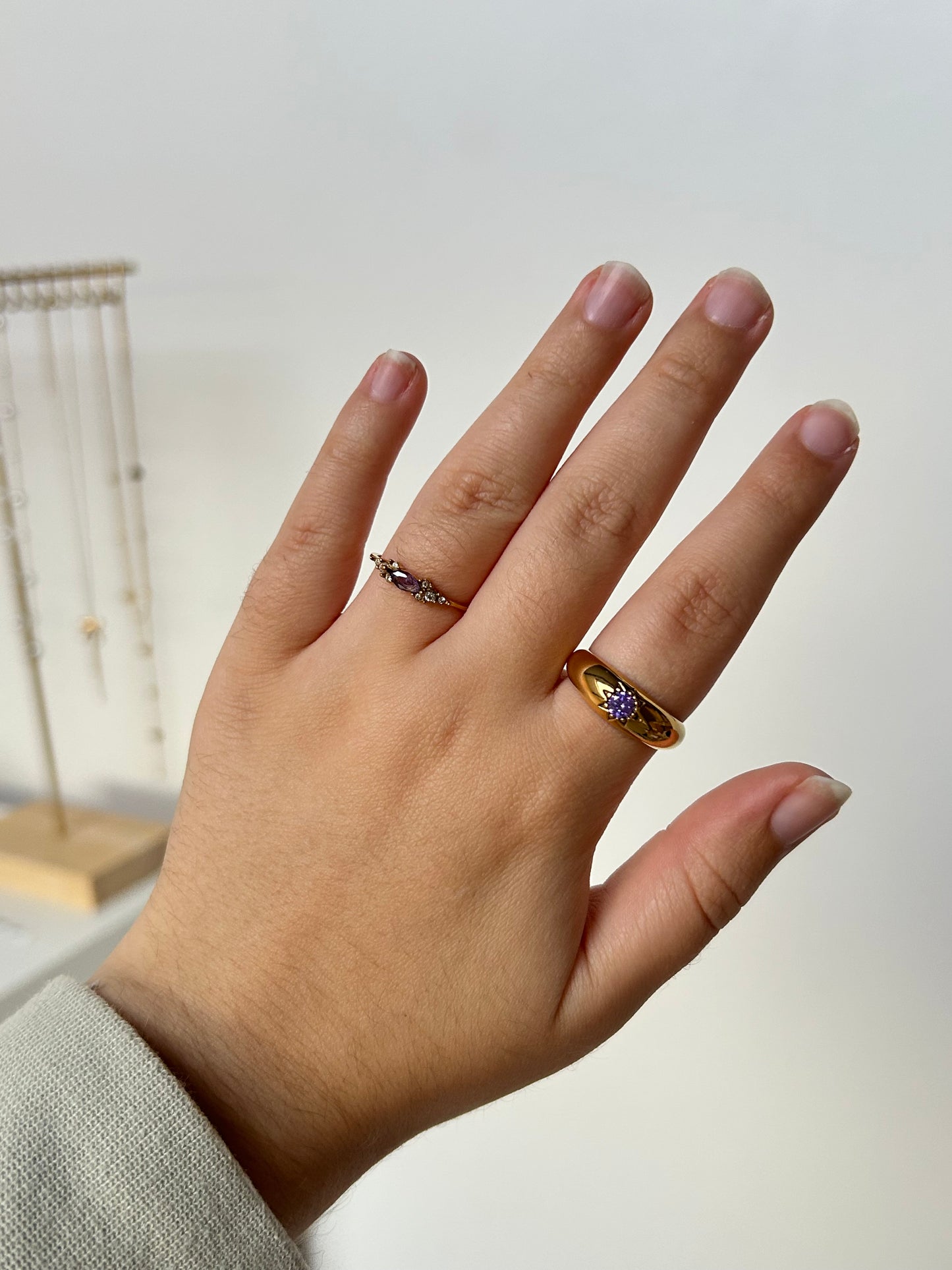 Dainty Purple Crystal Ring
