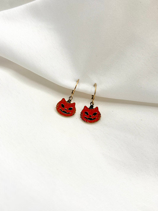Pumpkin Cat Earrings
