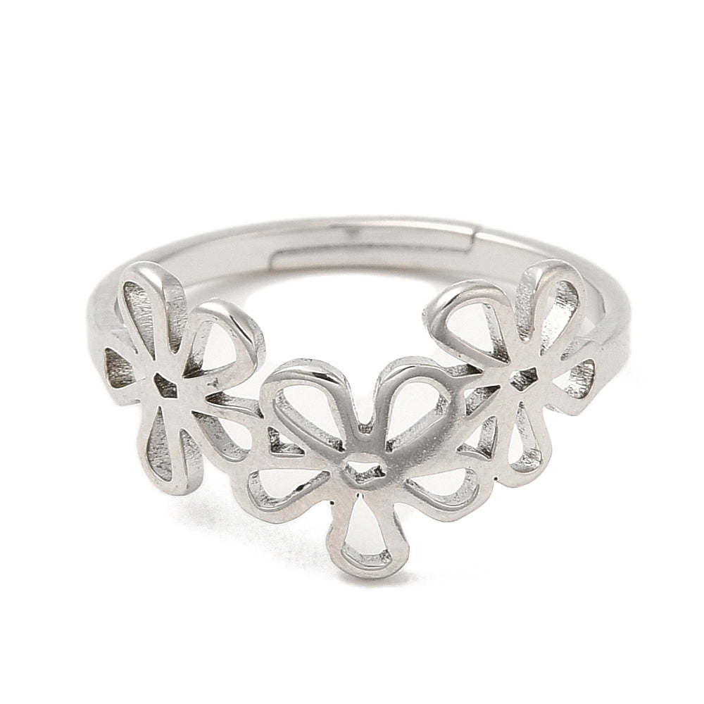 Triple Flower Ring Silver