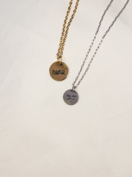 Engraved Necklace - Handwriting