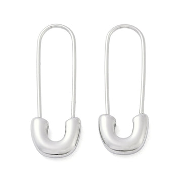 Safety Pin Earrings Silver