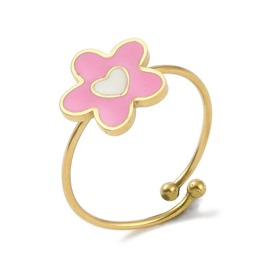 Pink Flower Ring Gold