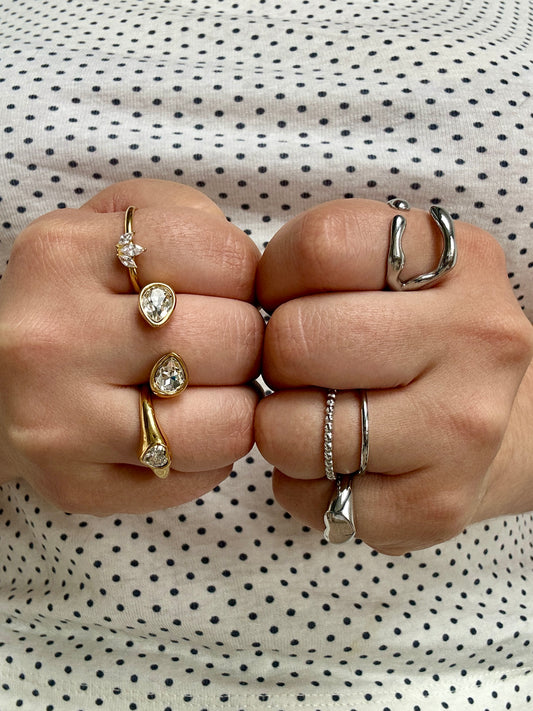 Chunky Crystal Heart Ring