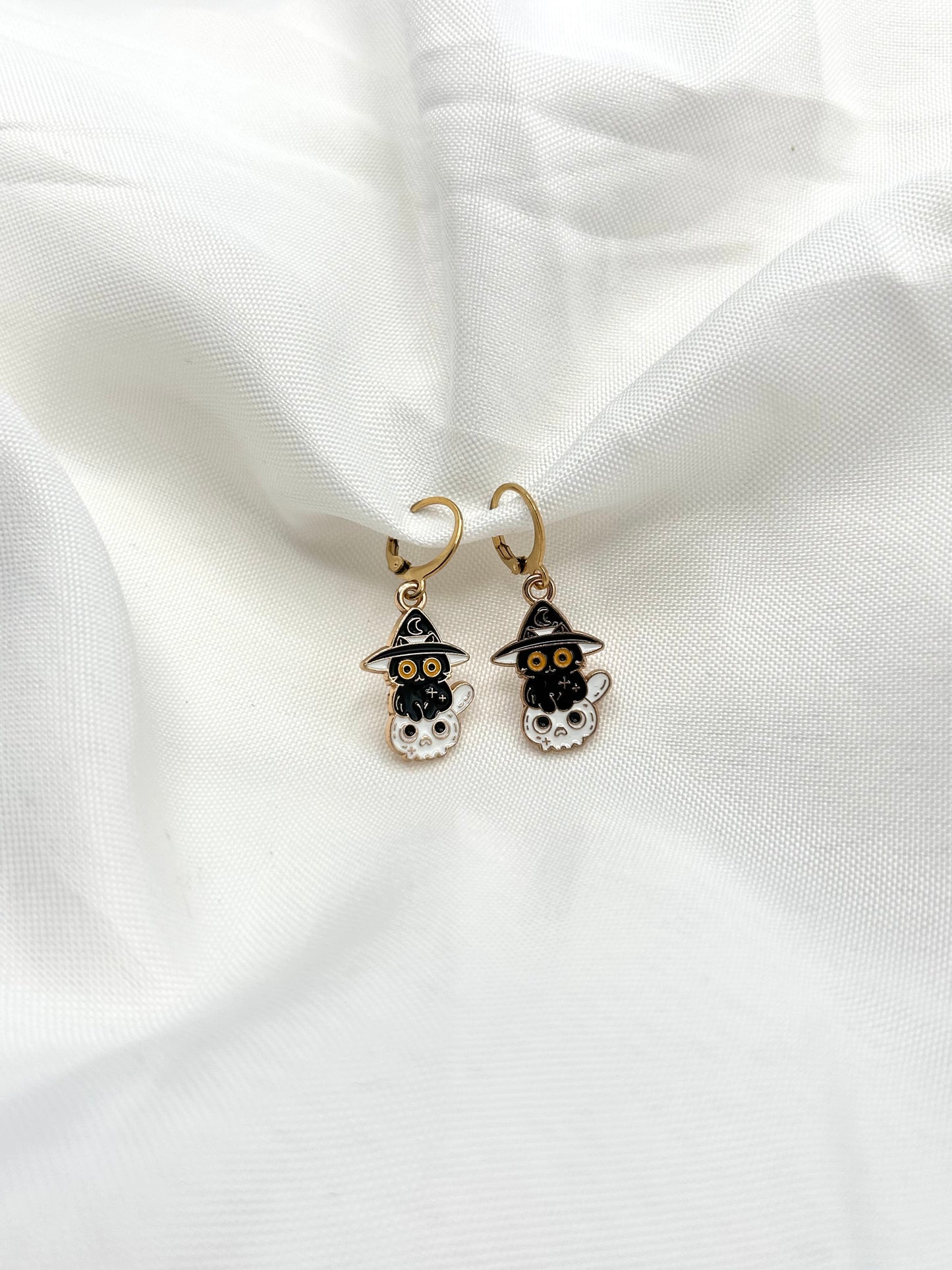 Cat On Skull Earrings