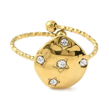 gold adjustable ring with mini crystals