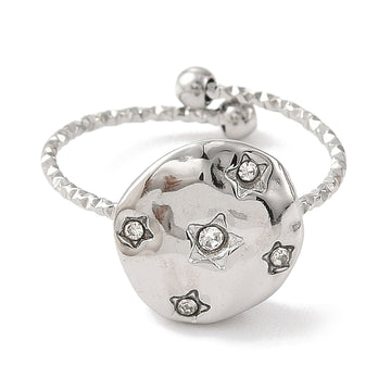 silver adjustable ring with mini crystals
