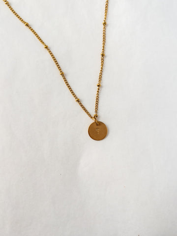 stamped initial coin necklace