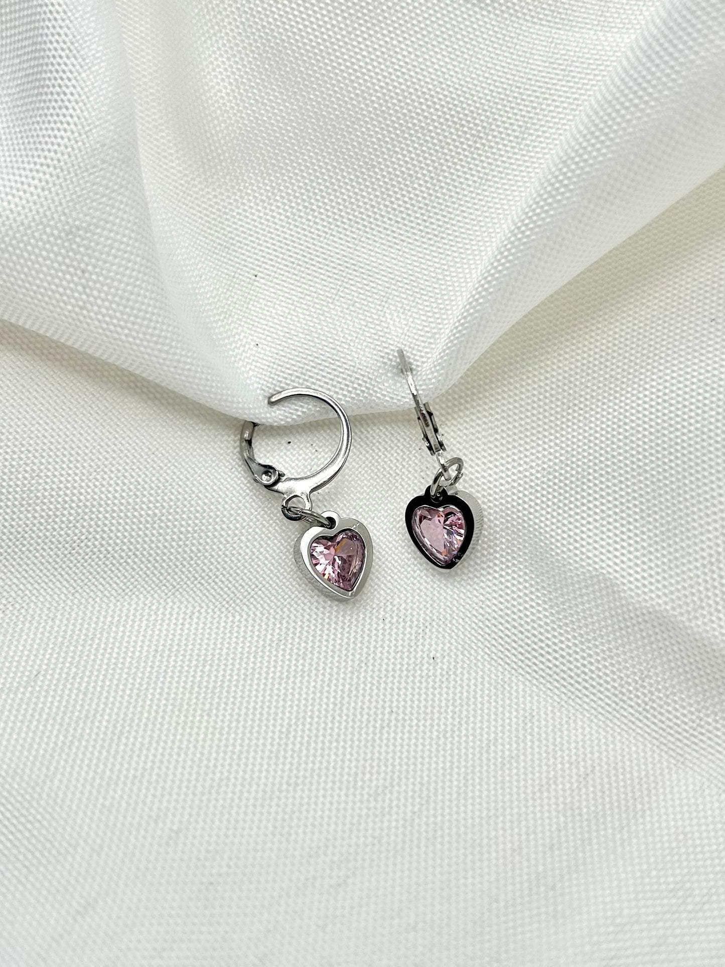 Pink Heart Earings