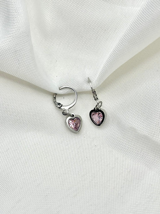 Pink Heart Earings