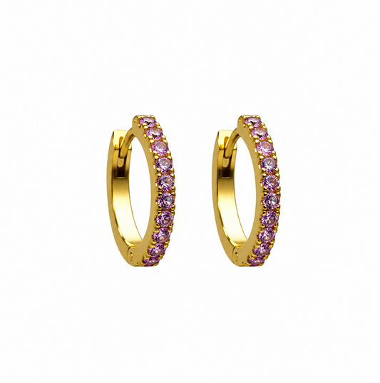 Purple Crystal Hoops