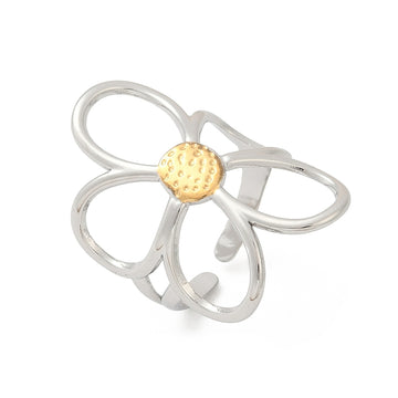 Mixed Metals Flower Ring