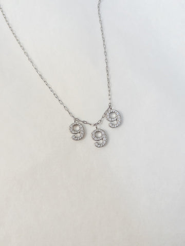 silver angel number necklace