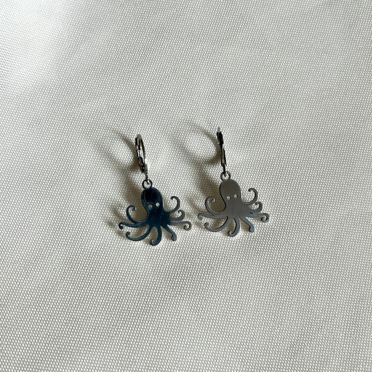 Octopus Earrings Silver