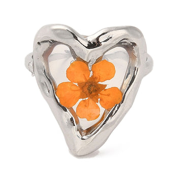 Heart Flower Ring Silver