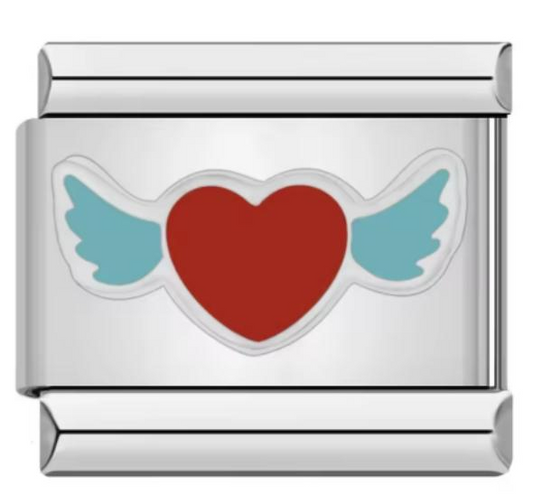 Flying Heart Italian Charm