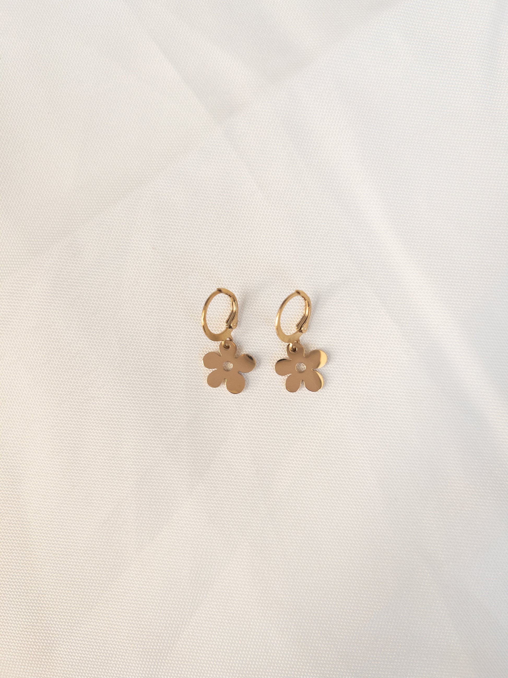 Gold abstract flower earrings